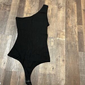Day Dream Women’s One Shoulder Bodysuit thong black layering‎ Sm stretch casual